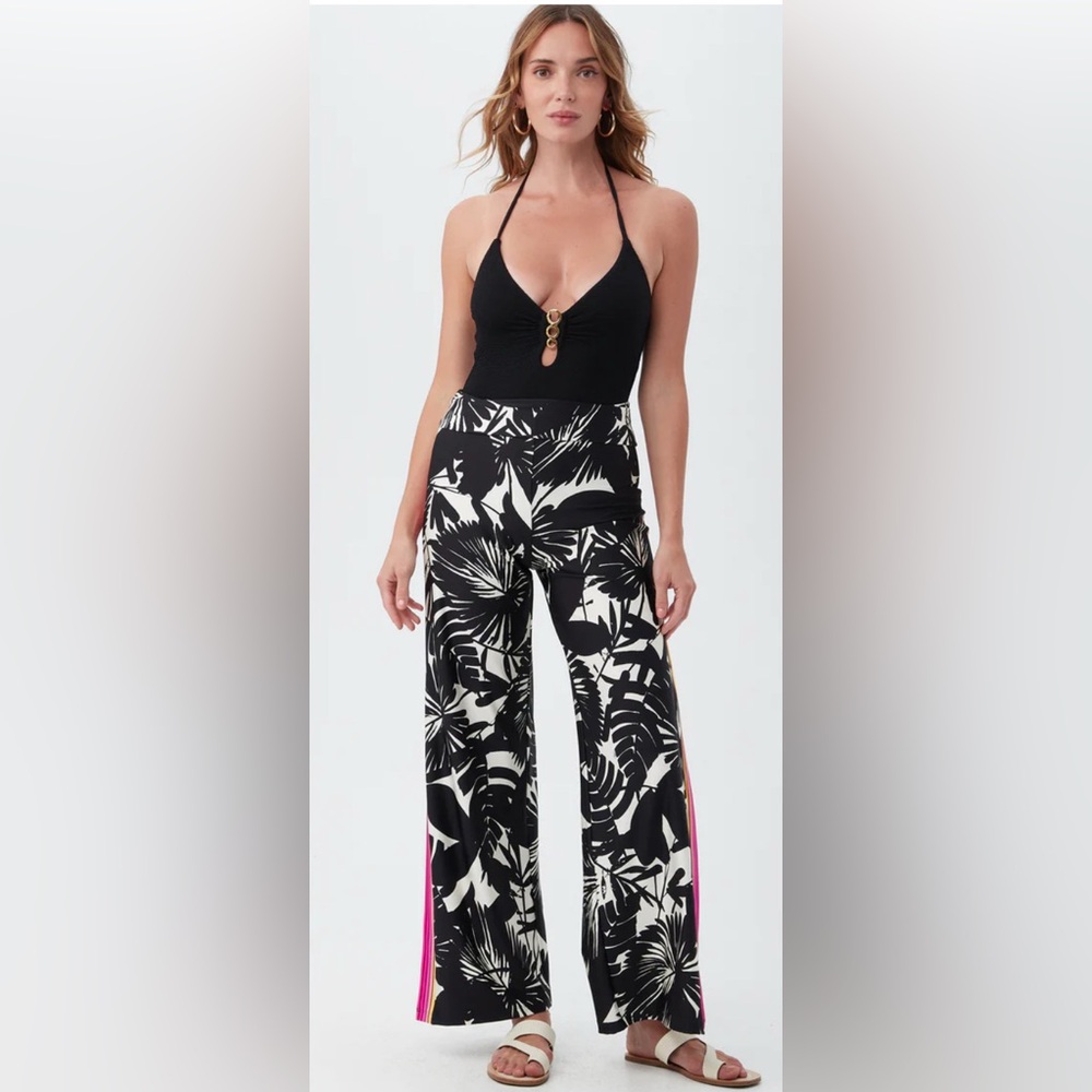 Trina Turk Lennox Beach Pants Wide Slit Leg Swimsuit Cover Up Pants  S NWT